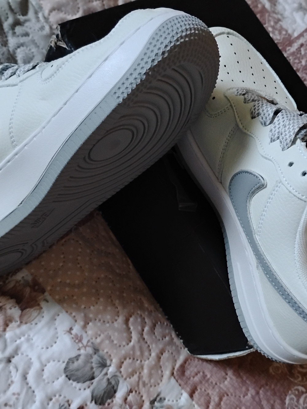 White and Light Gray Men's Athletic Sneakers